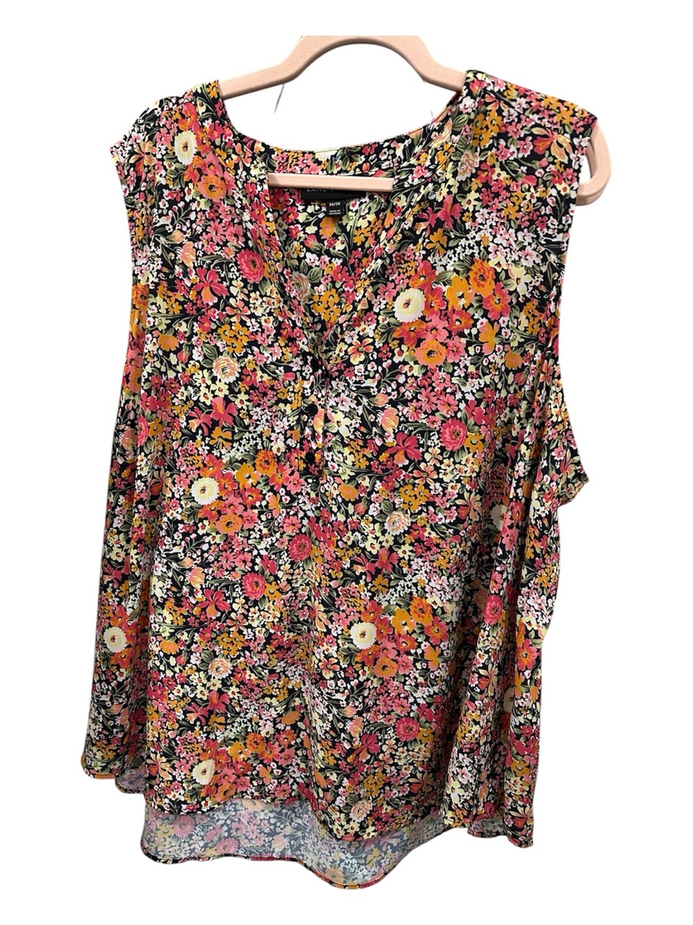 Lane Bryant Black Multicolor Floral Sleeveless Blouse Size 26/28 - Picture 2 of 5